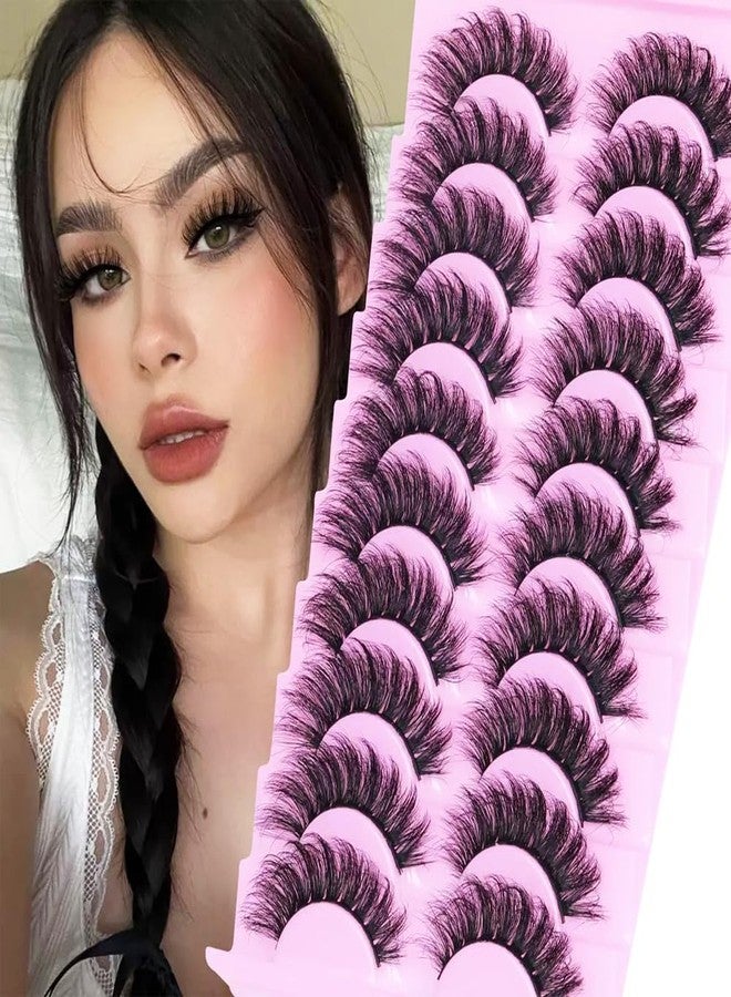 AM RONG MAGIC Professional 10pairs Faux 3D Mink Eyelashes Thick Long Multilayer Fluffy False Eyelashes,Dramatic False Eyelashes Handmade&Reusable Lashes (M-04) - Image 1